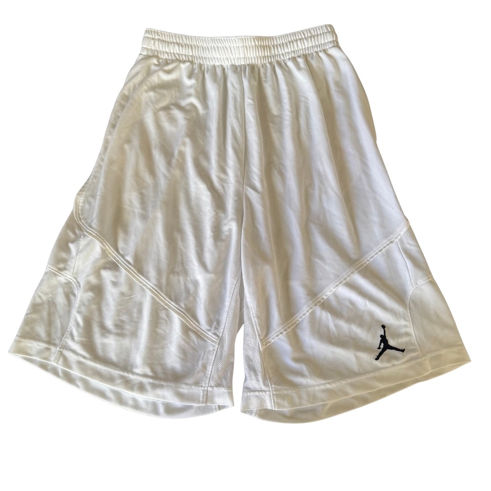 Jordan Mens Basketball Shorts White Jumpman Mesh Athletic Size Large Excellent